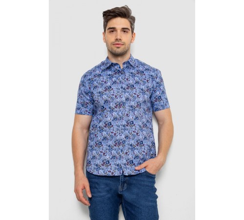 Сорочка мужская с принтом, цвет джинс, 214R6917-10