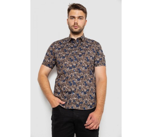 Сорочка мужская с принтом, цвет коричневый, 214R6917-10