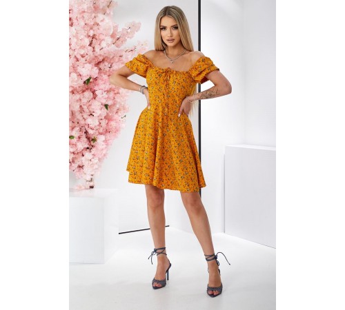 Сукня жіноча з принтом софт, колір гірчичний, 257R811