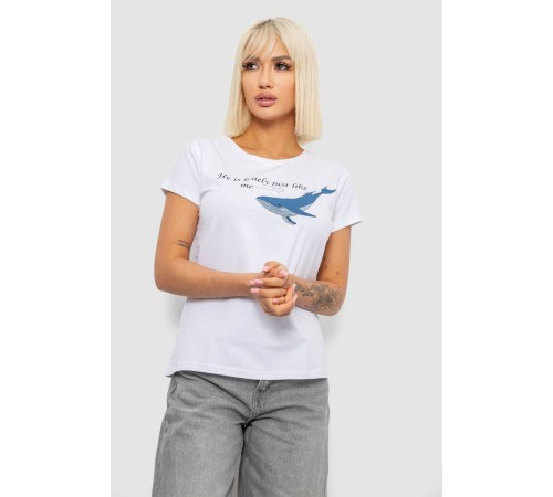 Футболка женская с принтом, цвет белый, 244R1006