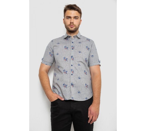 Рубашка мужская с принтом, цвет серый, 214R6917-88