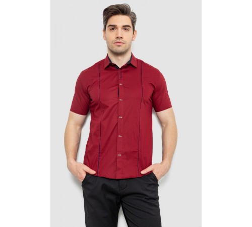 Рубашка мужская однотонная, цвет бордовый, 214R7003-5