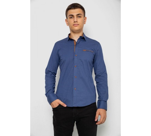 Рубашка мужская с принтом, цвет синий, 214R7015