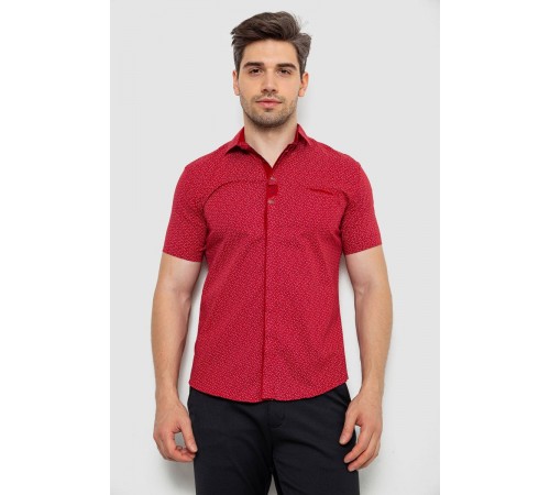 Рубашка мужская с принтом, цвет бордовый, 214R7018