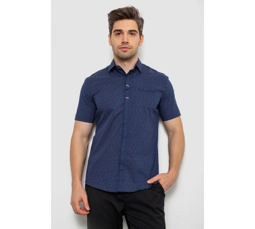 Рубашка мужская с принтом, цвет темно-синий, 214R7018
