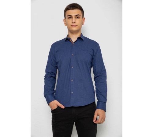 Рубашка мужская с принтом, цвет джинс, 214R7045
