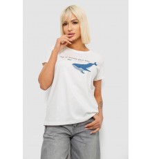 Футболка жіноча з принтом, колір молочний, 244R1006