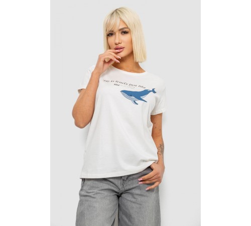 Футболка жіноча з принтом, колір молочний, 244R1006