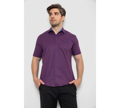 Рубашка мужская с принтом, цвет сливовый, 214R7332