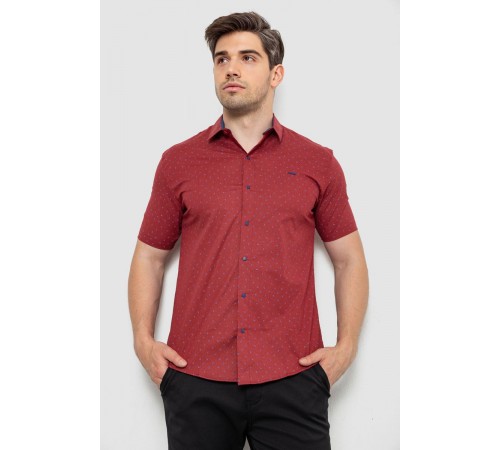 Рубашка мужская с принтом, цвет бордовый, 214R7340