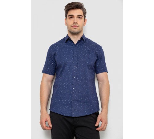 Рубашка мужская с принтом, цвет темно-синий, 214R7340