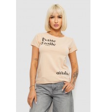 Футболка жіноча з принтом, колір бежевий, 244R1008-5