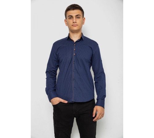 Рубашка мужская с принтом, цвет темно-синий, 214R7543-5