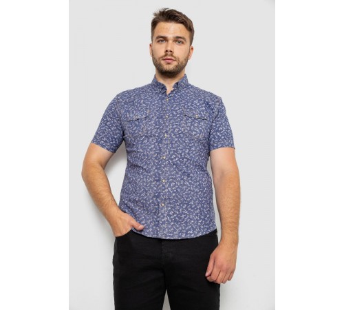 Рубашка мужская с принтом, цвет синий, 214R806