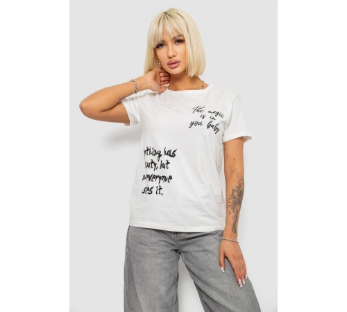 Футболка жіноча з принтом, колір молочний, 244R1022