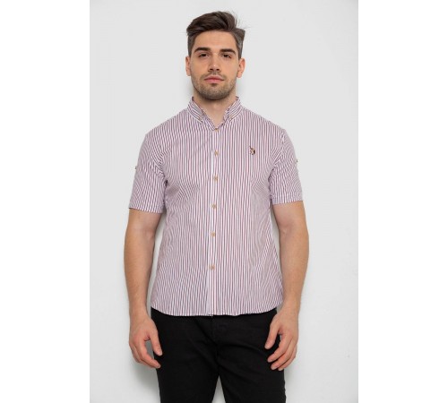 Рубашка мужская в полоску, цвет бордовый, 214R835