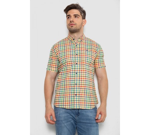 Рубашка мужская в клетку, цвет желтый, 214R842