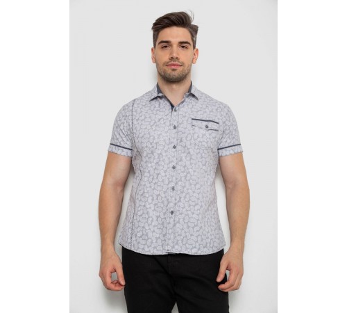 Рубашка мужская с коротким рукавом, цвет серый, 214RG601