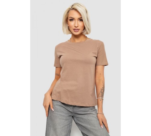 Футболка жіноча однотонна, колір бежевий, 204R3333