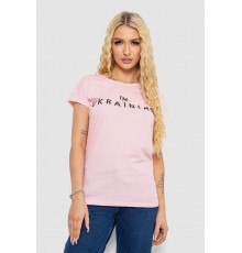 Футболка жіноча з патріотичним принтом, колір рожевий, 244R2213