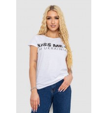 Футболка жіноча з патріотичним принтом, колір білий, 244R2213-1