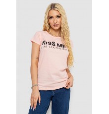 Футболка жіноча з патріотичним принтом, колір персиковий, 244R2213-1