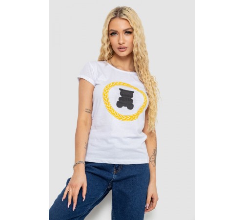Футболка жіноча з принтом, колір білий, 244R2216