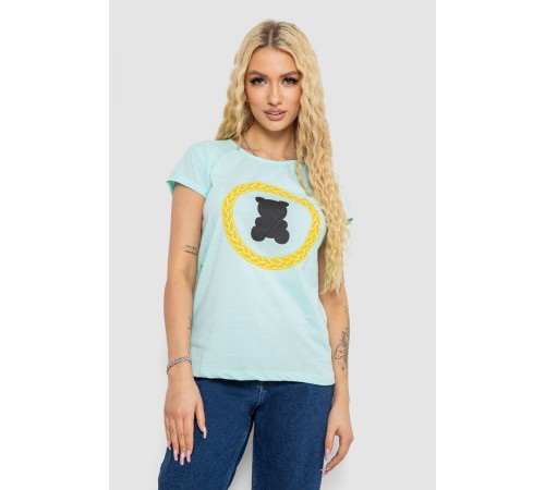 Футболка жіноча з принтом, колір м'ятний, 244R2216