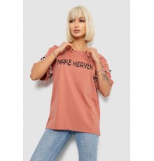 Футболка жіноча з принтом, колір пудровий, 244R2351