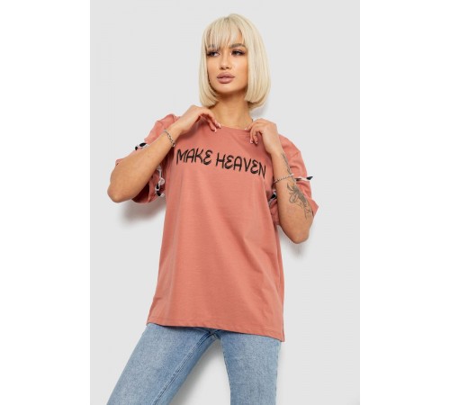 Футболка жіноча з принтом, колір пудровий, 244R2351