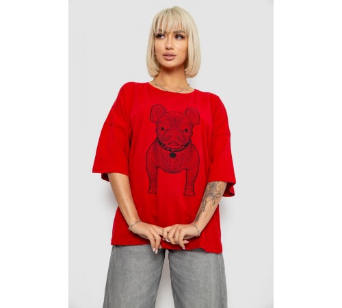 Футболка жіноча з принтом, колір червоний, 244R3008