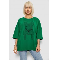 Футболка жіноча з принтом, колір темно-зелений, 244R3008