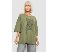 Футболка женская с принтом, цвет хаки, 244R3008