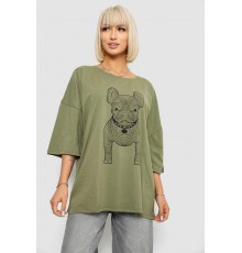 Футболка жіноча з принтом, колір хакі, 244R3008