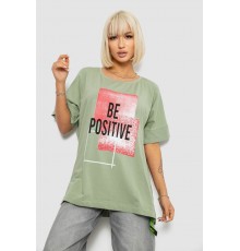 Футболка жіноча з принтом, колір оливковий, 244R4011