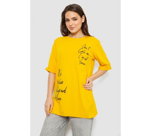 Футболка жіноча з принтом 0, колір жовтий, 244R1024-1