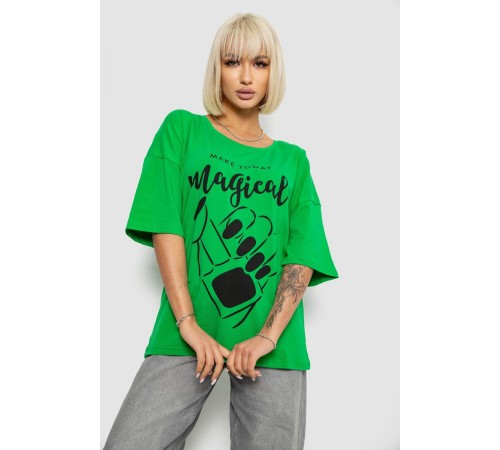 Футболка жіноча з принтом, колір зелений, 244R6005