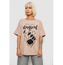 Футболка жіноча з принтом, колір бежевий, 244R6005-1