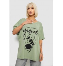 Футболка жіноча з принтом, колір оливковий, 244R6005-1