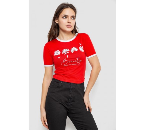 Футболка-топ жіноча з принтом, колір червоний, 244R604