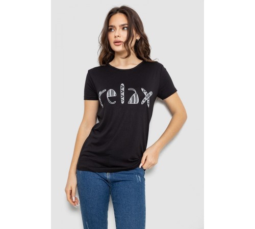 Футболка женская с принтом, цвет черный, 244R610