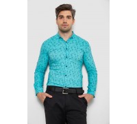Рубашка мужская с принтом, цвет бирюзовый, 214R1029