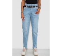 Джинси жіночі з поясом на резинці, колір блакитний, 244R00154