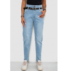 Джинси жіночі з поясом на резинці, колір блакитний, 244R00154