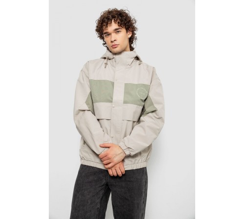 Ветровка мужская с принтом, цвет бежевый, 214R603-1