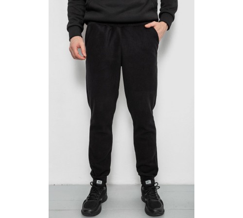 Спортивні штани чоловічі однотонні на поларфлісі, колір чорний, 257R20