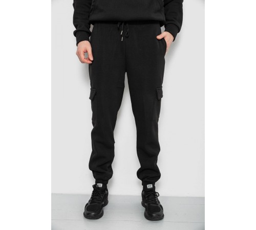 Спортивні штани чоловічі на флісі, колір чорний, 129RA9997