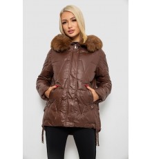 Куртка жіноча зимова коротка, колір коричневий, 244R865