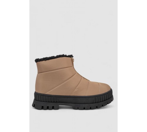 Дутики жіночі зимові на хутрі, колір бежево-чорний, 248RCX1740