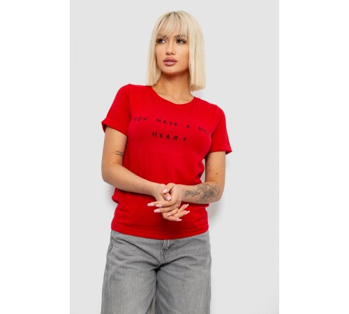 Футболка жіноча з принтом, колір червоний, 244R2002
